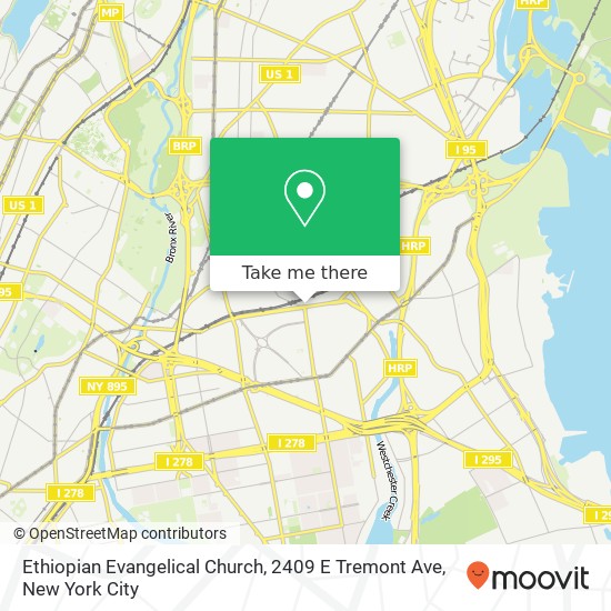 Mapa de Ethiopian Evangelical Church, 2409 E Tremont Ave