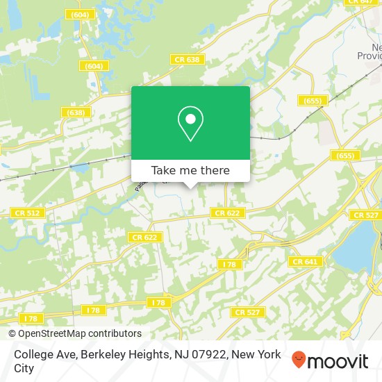College Ave, Berkeley Heights, NJ 07922 map