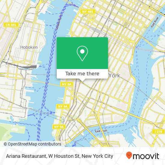 Ariana Restaurant, W Houston St map