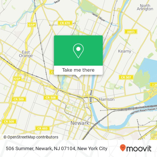 Mapa de 506 Summer, Newark, NJ 07104