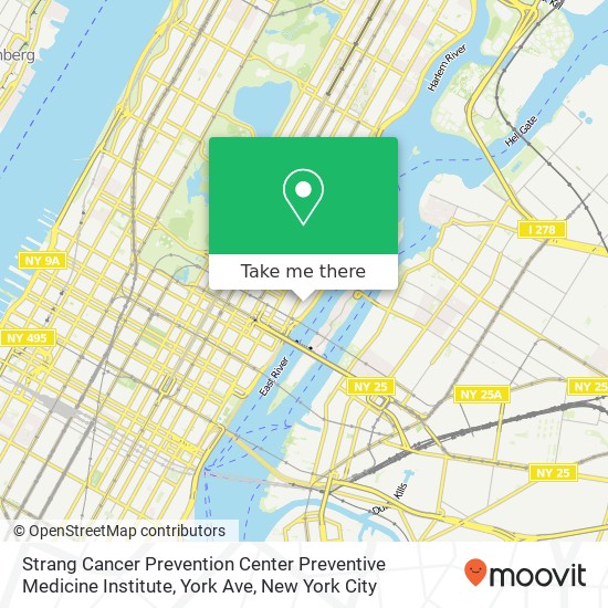 Mapa de Strang Cancer Prevention Center Preventive Medicine Institute, York Ave