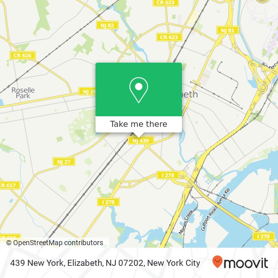 Mapa de 439 New York, Elizabeth, NJ 07202