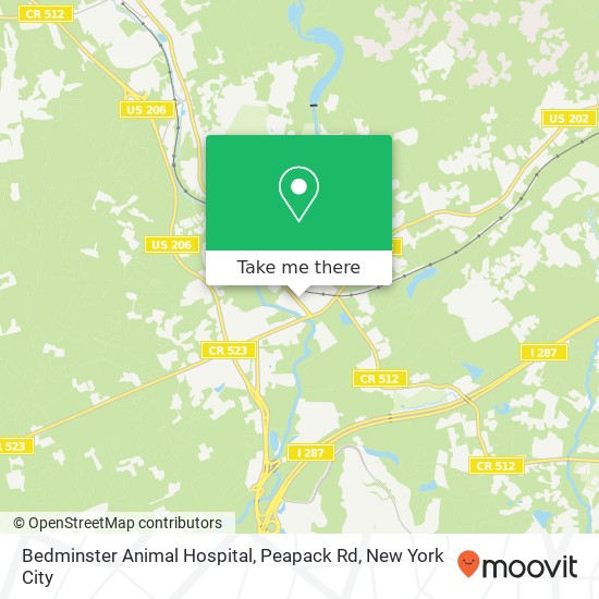 Bedminster Animal Hospital, Peapack Rd map