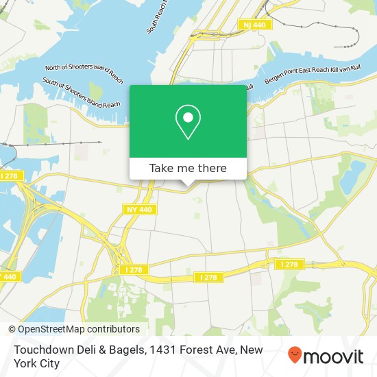 Mapa de Touchdown Deli & Bagels, 1431 Forest Ave