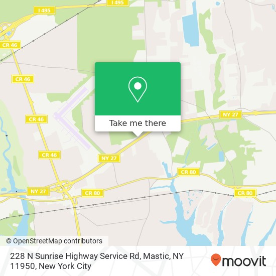 Mapa de 228 N Sunrise Highway Service Rd, Mastic, NY 11950