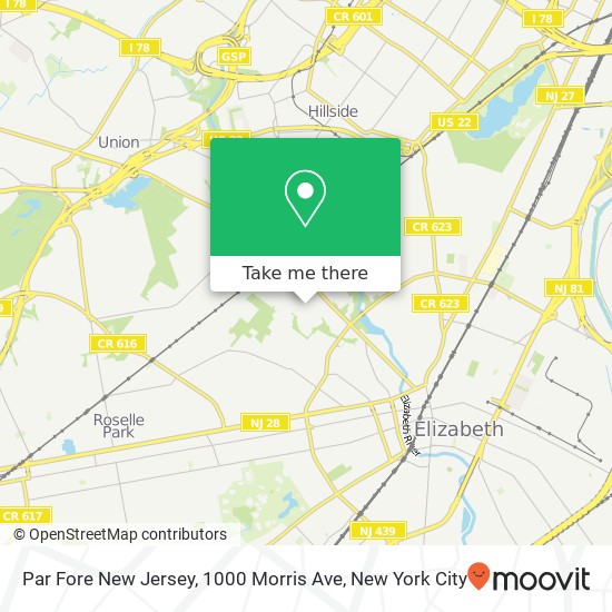 Mapa de Par Fore New Jersey, 1000 Morris Ave