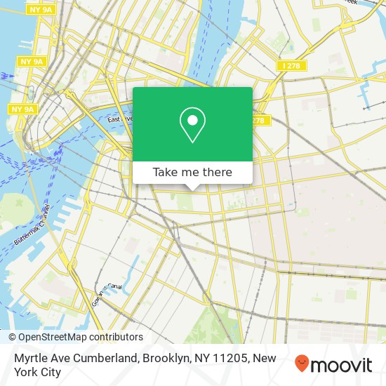 Mapa de Myrtle Ave Cumberland, Brooklyn, NY 11205