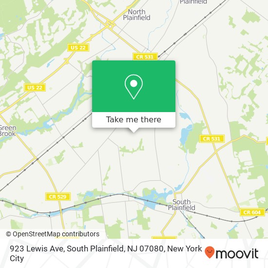 Mapa de 923 Lewis Ave, South Plainfield, NJ 07080