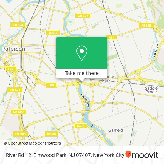 Mapa de River Rd 12, Elmwood Park, NJ 07407