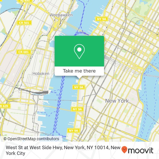 Mapa de West St at West Side Hwy, New York, NY 10014