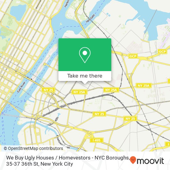 We Buy Ugly Houses / Homevestors - NYC Boroughs, 35-37 36th St map