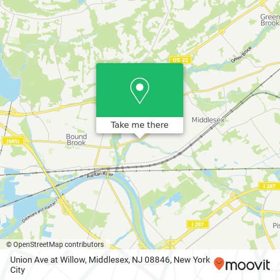 Mapa de Union Ave at Willow, Middlesex, NJ 08846