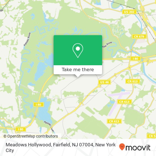 Mapa de Meadows Hollywood, Fairfield, NJ 07004