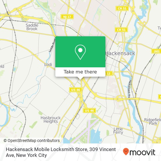 Mapa de Hackensack Mobile Locksmith Store, 309 Vincent Ave