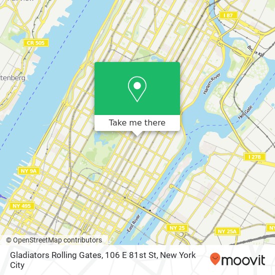 Gladiators Rolling Gates, 106 E 81st St map