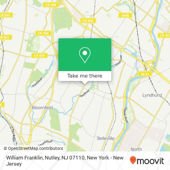 Mapa de William Franklin, Nutley, NJ 07110
