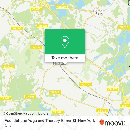 Foundations Yoga and Therapy, Elmer St map