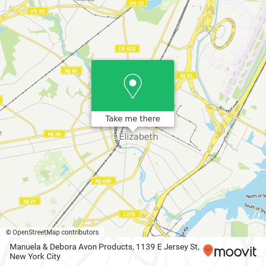 Mapa de Manuela & Debora Avon Products, 1139 E Jersey St