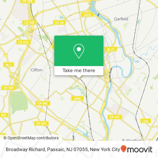 Mapa de Broadway Richard, Passaic, NJ 07055
