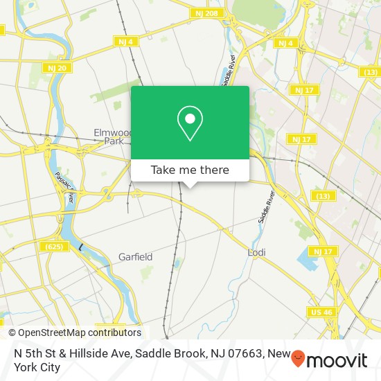 N 5th St & Hillside Ave, Saddle Brook, NJ 07663 map
