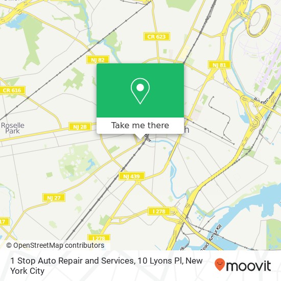 Mapa de 1 Stop Auto Repair and Services, 10 Lyons Pl