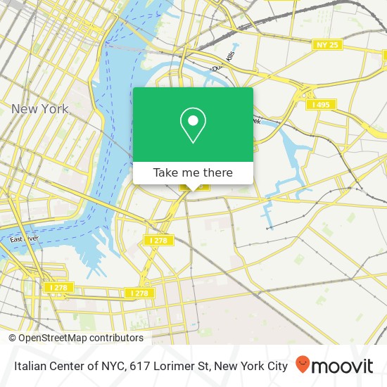 Mapa de Italian Center of NYC, 617 Lorimer St