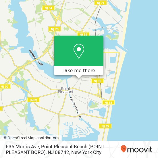 Mapa de 635 Morris Ave, Point Pleasant Beach (POINT PLEASANT BORO), NJ 08742