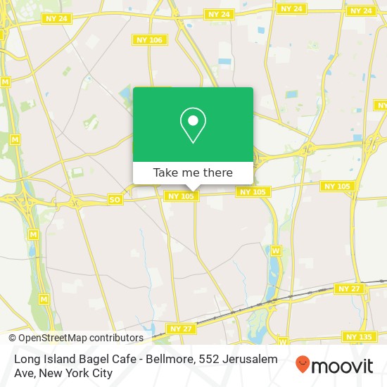 Mapa de Long Island Bagel Cafe - Bellmore, 552 Jerusalem Ave