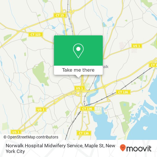 Mapa de Norwalk Hospital Midwifery Service, Maple St