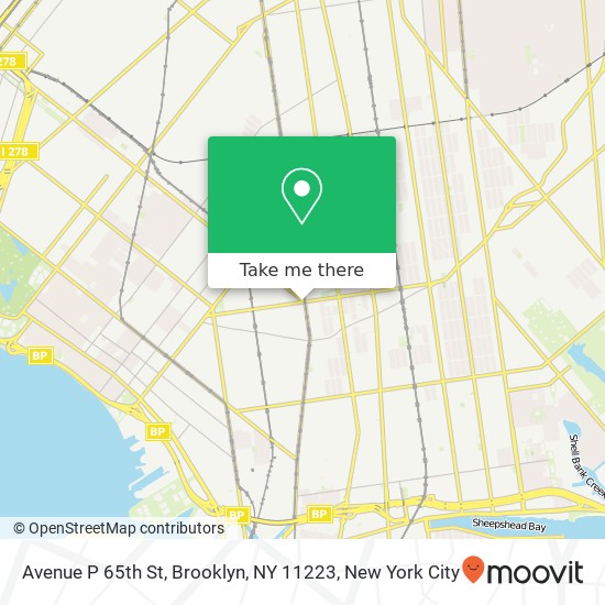 Mapa de Avenue P 65th St, Brooklyn, NY 11223