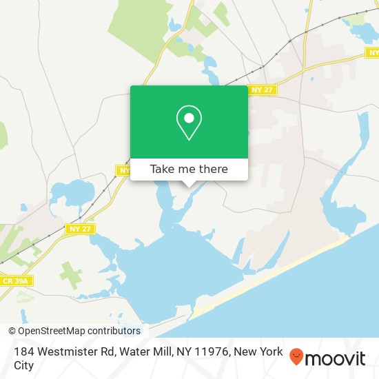 Mapa de 184 Westmister Rd, Water Mill, NY 11976