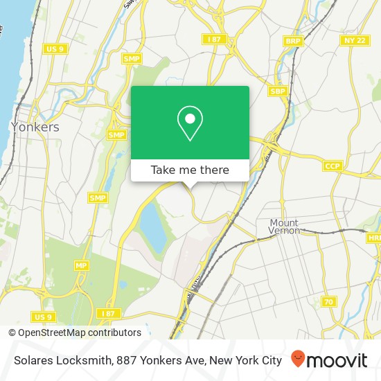 Mapa de Solares Locksmith, 887 Yonkers Ave