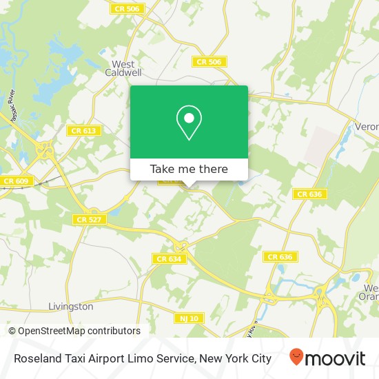 Roseland Taxi Airport Limo Service map