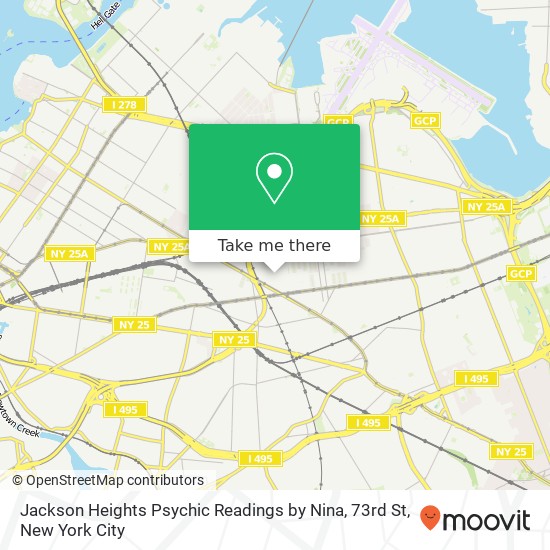 Jackson Heights Psychic Readings by Nina, 73rd St map