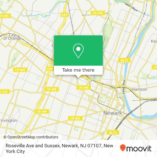 Roseville Ave and Sussex, Newark, NJ 07107 map