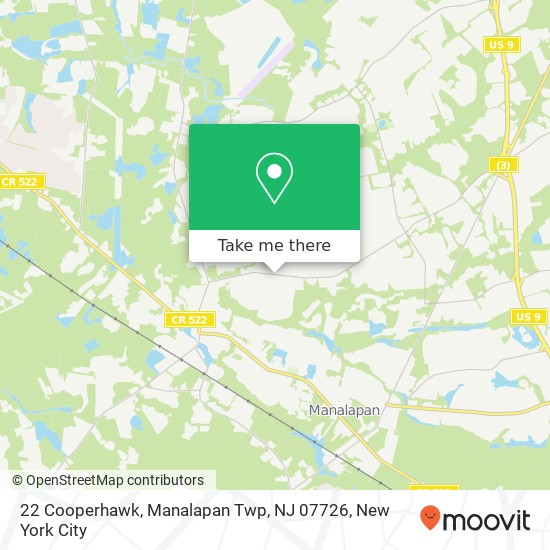 Mapa de 22 Cooperhawk, Manalapan Twp, NJ 07726