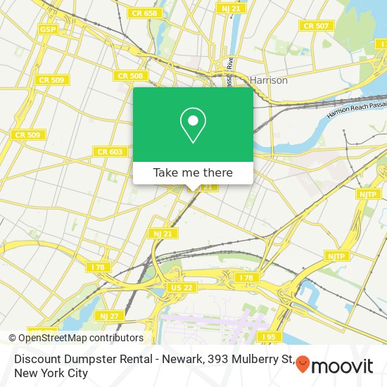 Discount Dumpster Rental - Newark, 393 Mulberry St map