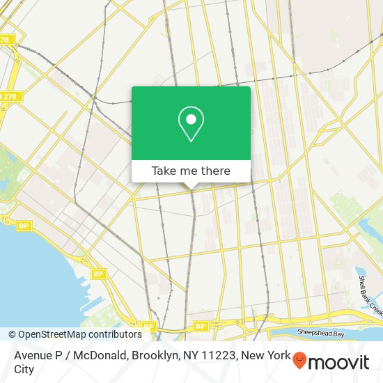 Mapa de Avenue P / McDonald, Brooklyn, NY 11223