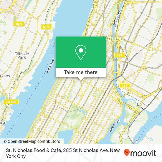 Mapa de St. Nicholas Food & Café, 285 St Nicholas Ave