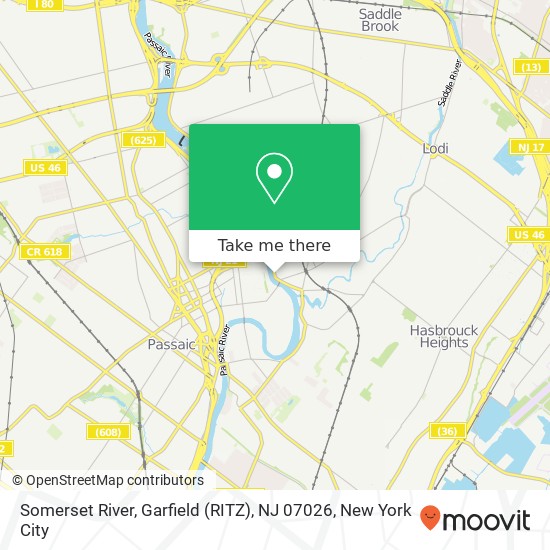 Mapa de Somerset River, Garfield (RITZ), NJ 07026