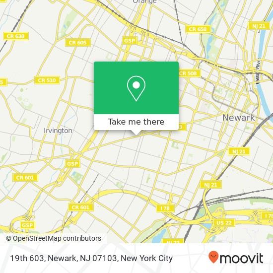 Mapa de 19th 603, Newark, NJ 07103