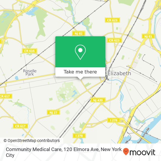 Mapa de Community Medical Care, 120 Elmora Ave