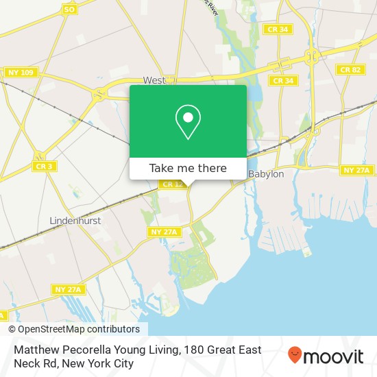 Mapa de Matthew Pecorella Young Living, 180 Great East Neck Rd