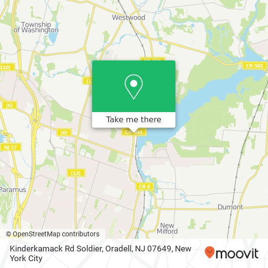 Mapa de Kinderkamack Rd Soldier, Oradell, NJ 07649