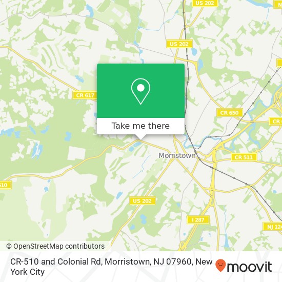 Mapa de CR-510 and Colonial Rd, Morristown, NJ 07960