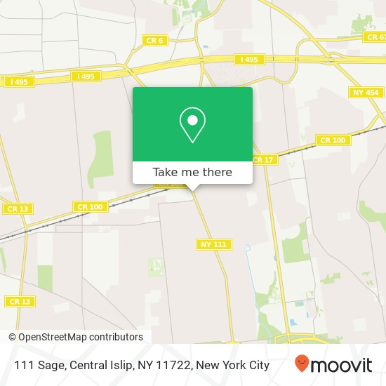 Mapa de 111 Sage, Central Islip, NY 11722