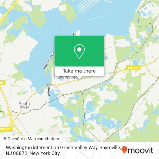 Mapa de Washington intersection Green Valley Way, Sayreville, NJ 08872