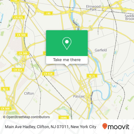Mapa de Main Ave Hadley, Clifton, NJ 07011