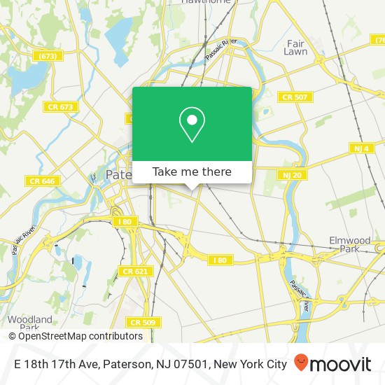 Mapa de E 18th 17th Ave, Paterson, NJ 07501