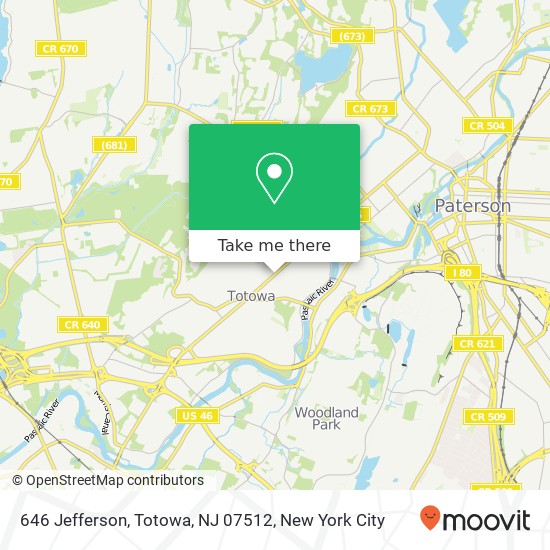 Mapa de 646 Jefferson, Totowa, NJ 07512